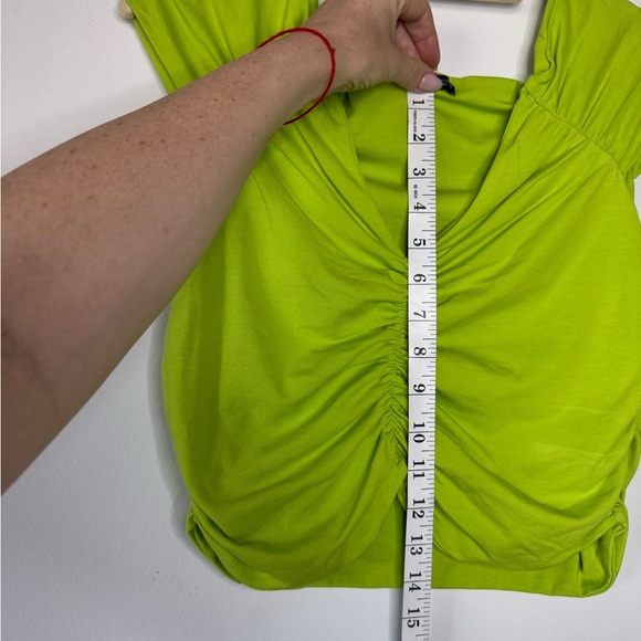 Zara Lime Ruched Crop Top – Size L - Picture 10 of 13